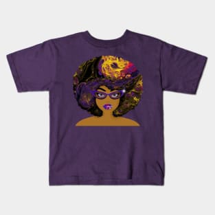 Galaxy Girl Purple Afro Kids T-Shirt